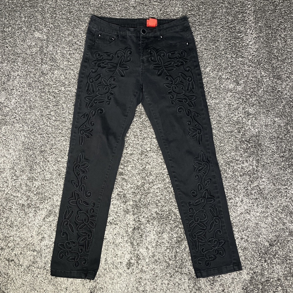 V Christina‎ Black Embroidered Pants